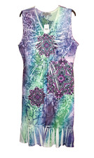 Closet Full Sleeveless Purple Green Fuchsia Pullover Dress Sparkle Bling XL- NWT