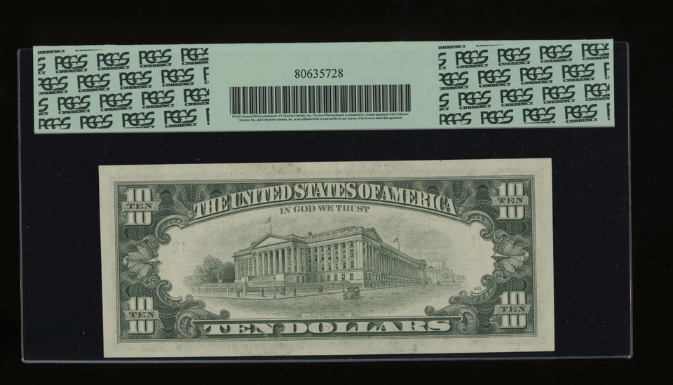 DBR 1985 $10 FRN San Francisco Fr. 2027-L PCGS 64 PPQ Serial L05956575C - Image 2 of 2