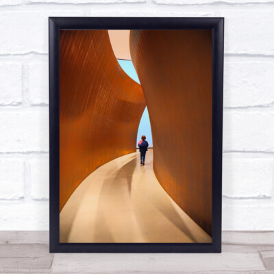 The Narrow Passage Conceptual Orange Brown Girl Corridor Wandkunstdruck