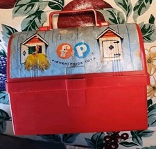 1962 Vintage Fisher Price Barn Miniature Lunch Box 549 With Thermos Extras