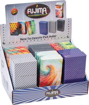 12 Fujima Metal Tin Cigarette Case Pack Holder for King's Size