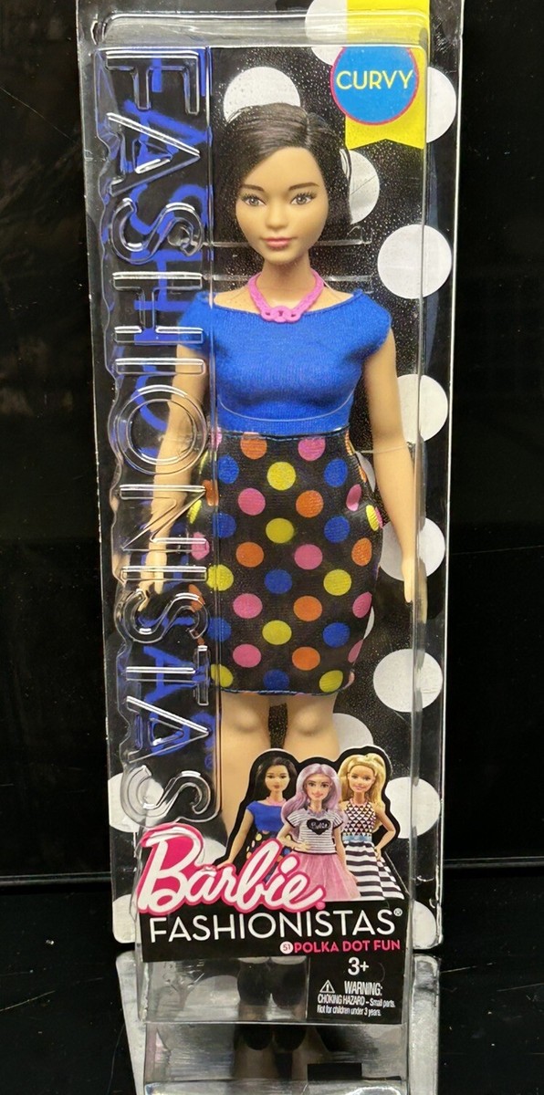 2016 Barbie Fashionistas #51 Asian CURVY Doll in Polka Dot Fun
