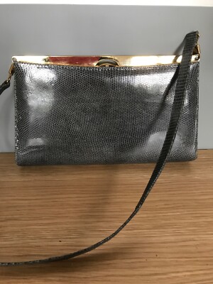 Vintage Tasche Eidechsenleder Grau 70er -Jahre