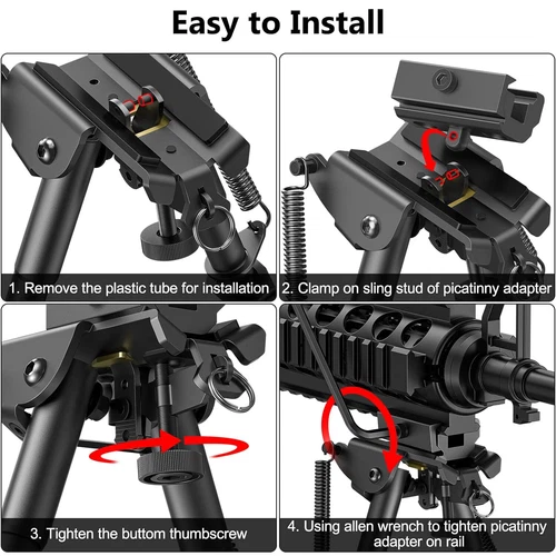 Tactical Rifle Bipod Rail Mount Adapter Kit 6-9 Inch Adjustable for Hunting UK - Picture 4 of 12