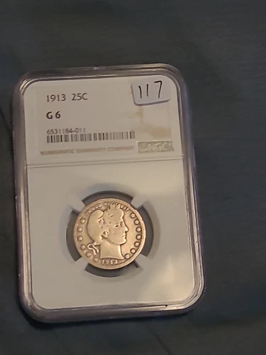 1913 p barber quarter G 6 Ngc Nice Circulated Example 