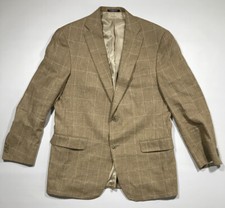 Mens Vintage Hickey Tan Checkered Sports Coat 42R Made in the USA Workers United