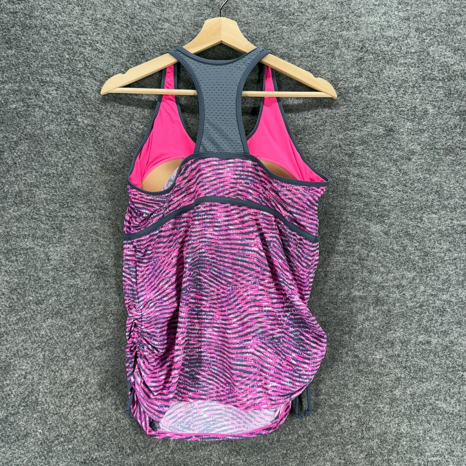 Camiseta Tankini Free Country Mujer 1X Plus Púrpura Rayas Push Up Cremallera Espalda Corredora Foto 2 de 4