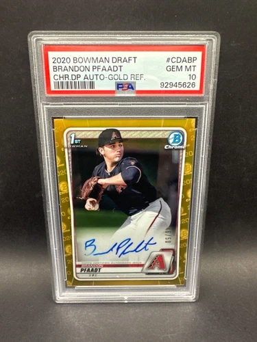 2020 BOWMAN DRAFT CHROME GOLD  BRANDON PFAADT RC AUTO PoP 2 /50 PSA 10 DBACKS