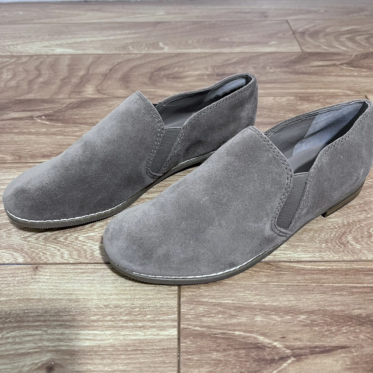 Franco Sarto Pardon Slip On Shoes Taupe Size 7.5 M Leather Suede Minimalistic