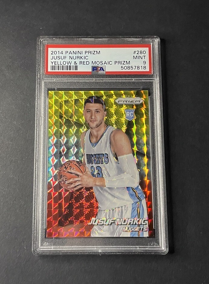 2014 Panini Prizm Jusuf Nurkic RC Yellow Red Mosaic Prizm PSA 9 Denver Nuggets