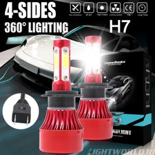 4 Sides H7 2400W 360000LM LED Headlight Kit High/Low Beam Foglight Bulb 6000K US