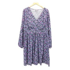 AVA&VIV Floral Print Balloon Long Sleeve Cottagecore Dress Multicolor Size 1X