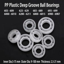 Deep Groove Ball Bearings Bore 3mm-75mm PP Plastic Polypropylene Anti-Corrosive