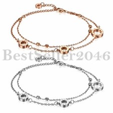 2PCS Stainless Steel 'LOVE' Charm Bracelet Anklet Foot Ankle Chain 6.9"-8.8"