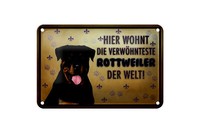 Blechschild Spruch 18X12 Cm Hund Hier Wohnt Die Rottweiler Deko Schild