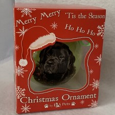 E And S Black Newfoundland Dog Holiday Christmas Ornament 3.5  NOS