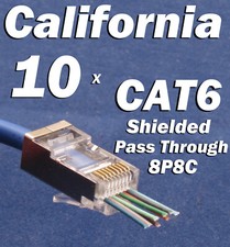 10 Pcs RJ45 Shielded Modular Plug CAT6 8P8C Connector Open End Pass Through