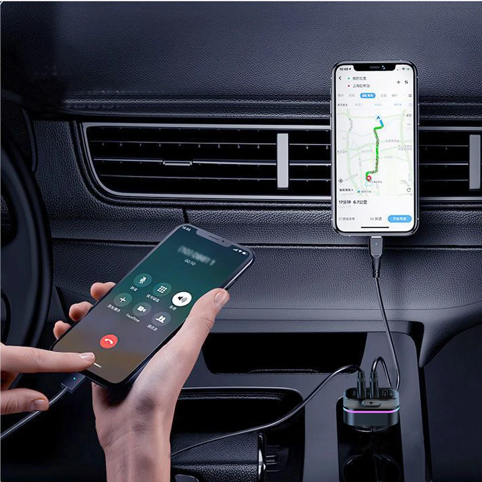 6 Port Car Charger Front Rear Seat USB Type-C Fast Charge Adapter For Cell Phone - Image 2 of 4