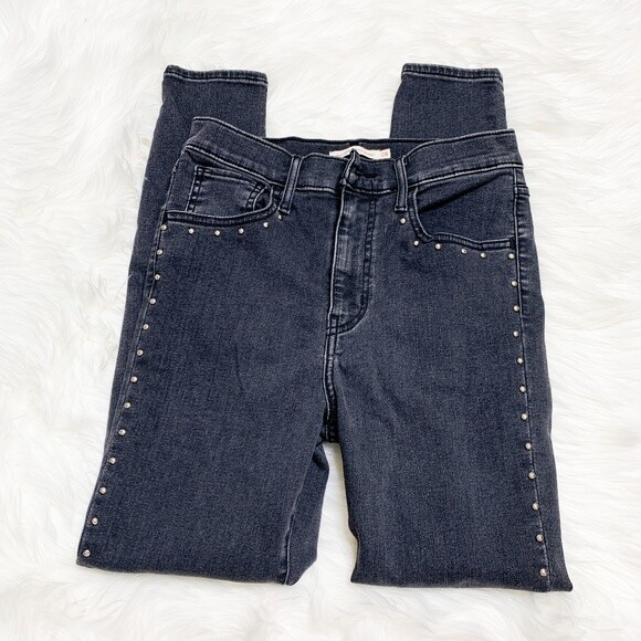 Levi’s Mile High Super Skinny Studded Washed Black size 28 EUC