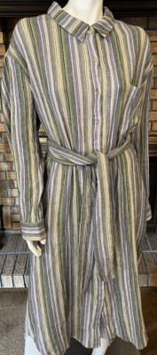 Mara Hoffman Sylvia Maxi Shirt Dress Belted Multicolor Stripe NWT $295 Plus Sz3X