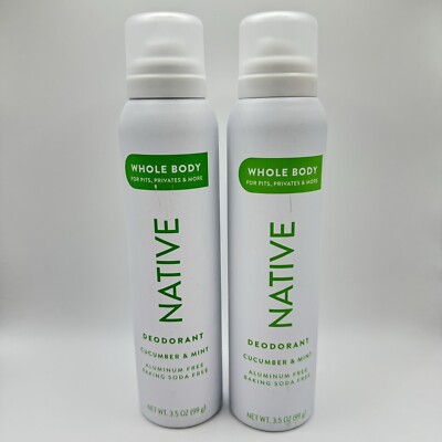 Native 2 Pack Whole Body Cucumber Mint Deodorant and Body Spray 3.5 oz each