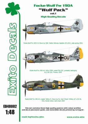 EXITO DECALS ED48002 - 1:48 Wulf Pack vol.1 - Focke-Wulf Fw 190A