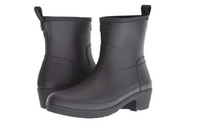 Hunter Refined NEW Womens Black Ankle Biker Rain Boot Heel Waterproof $145  7  9