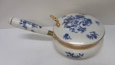 Norleans Japan Crumb Catcher Silent Butler Floral Design Gold Trim Blue