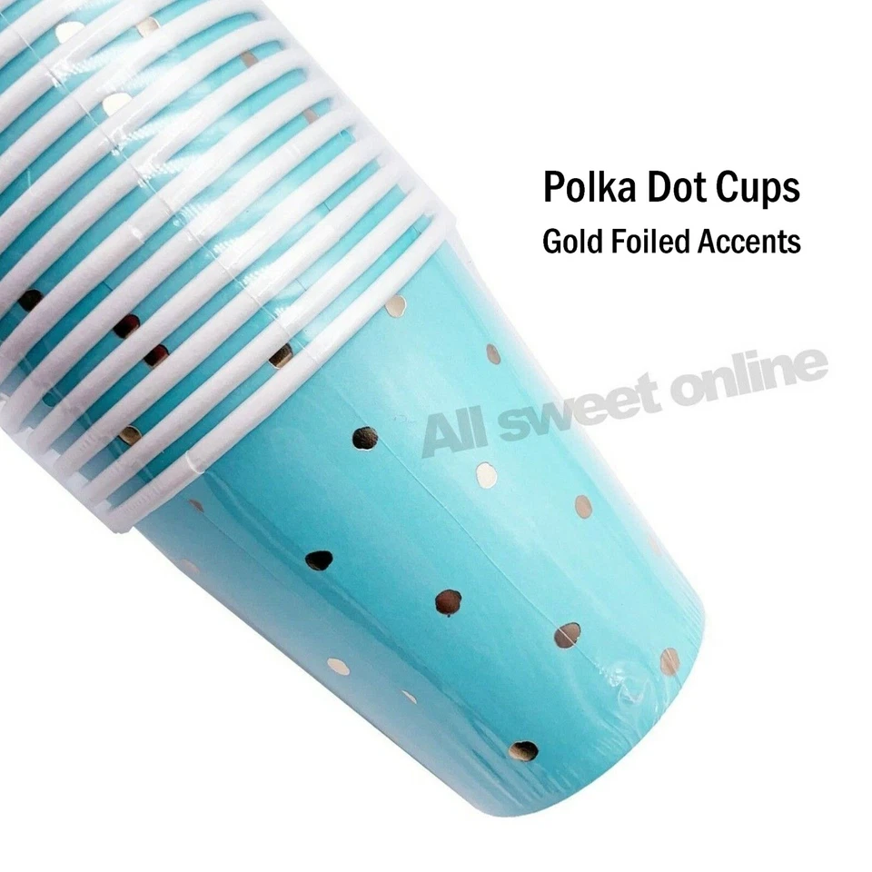 100 x Blue Polka Dot Disposable Paper Cups Bulk Paper Take Away Boy Party AU - image 2 of 4