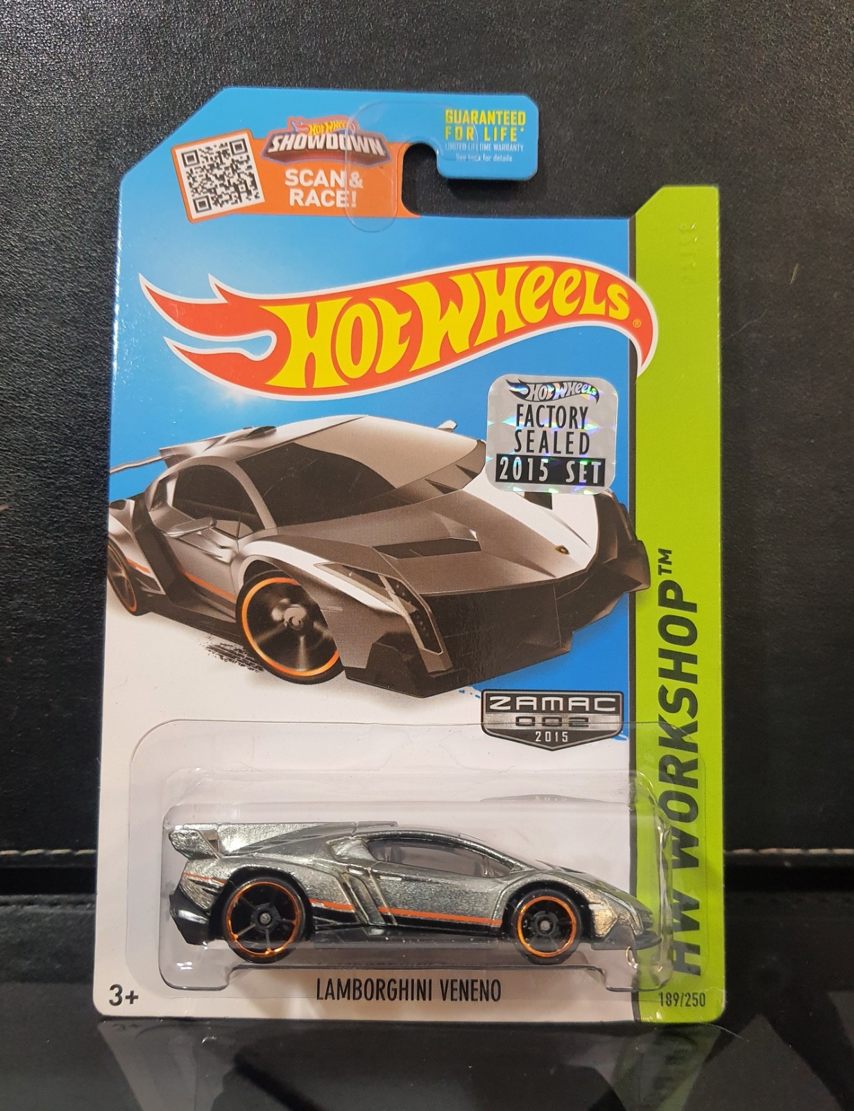 Hot Wheels Zamac 2015 Lamborghini Veneno 1/64 HW Workshop voiture miniature gris métal