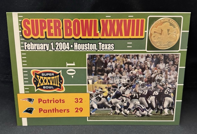 Danbury Mint NFL Super Bowl 38 XXXVIII Flip Coin Patriots vs Panthers