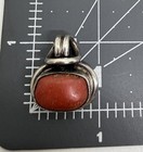 Old Pawn Vintage Native American Sterling Silver Coral Chunky Pendant — photo 8
