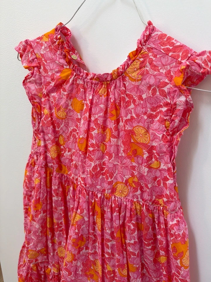 Crewcuts девочек цветочный розовый и оранжевый с оборками платье размер 10 - Изображение 2 из 4