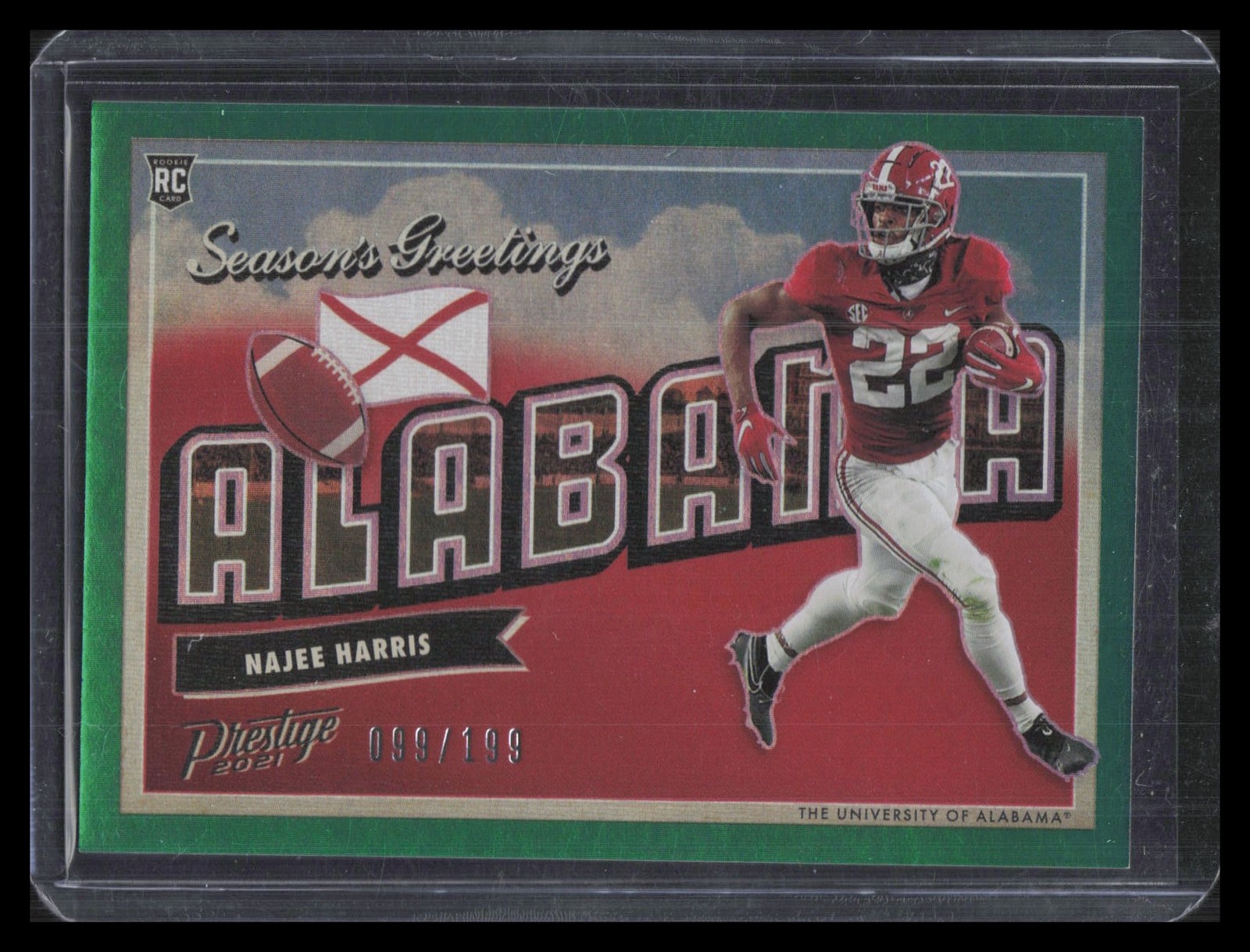 Najee Harris Panini Prestige Season's Greetings #SG7 Green Xtra Points