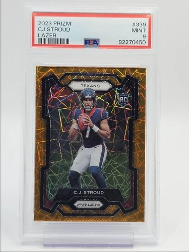 C.J. STROUD 2023 PANINI PRIZM ROOKIE FOOTBALL LAZER B RC PSA 9 Q5190