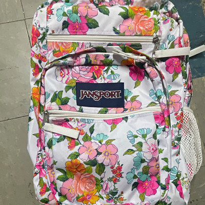 JanSport Multicolor Floral Backpack Polyester Zip with Bottle & Outer Pockets