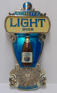 1976 Schlitz Light Beer Special Lager Plaque with Beer Bottle Gold decor 20"x13"