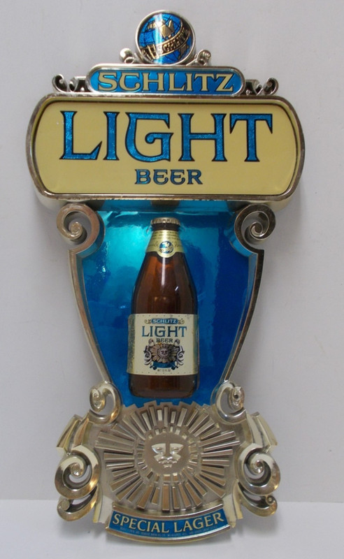 1976 Schlitz Light Beer Special Lager Plaque with Beer Bottle Gold decor 20"x13"