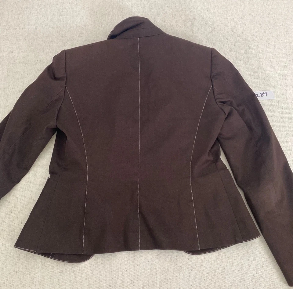 Blazer Isabella DeMarco Mujer 2P Marrón Forrado Muesca Manga Larga Botón Único Foto 2 de 4