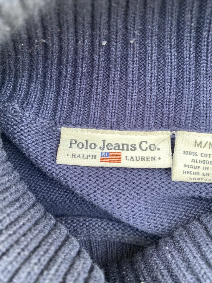 Polo Ralph Lauren American Flag 100% Cotton Sweater Navy Sz M Vintage 90’s Y2K - Image 3 of 4