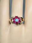 Retro Opal Ruby Flower Ring Antique Wedding Engagement Cocktail Ring Rose Gold — photo 3