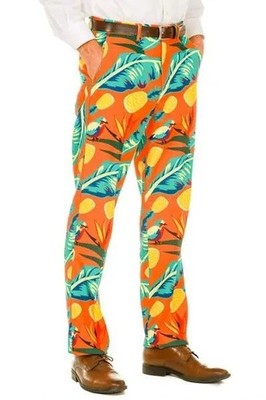 Shinesty Cruse Ship Casanova Hawaiian Suit Pants Pineapple Golf Men 32x32 Medium
