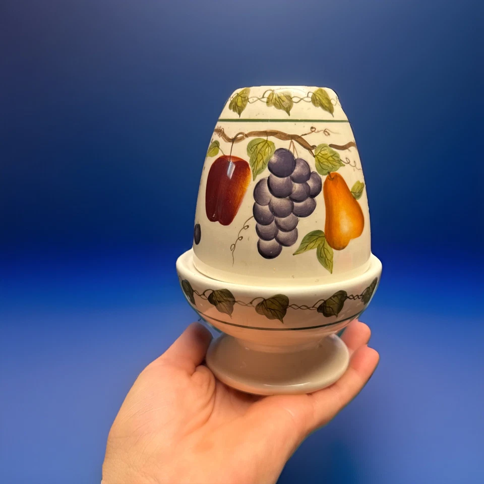 Vintage Ceramic Hand Painted Fairy Lamp Fruit & Ivy Cottage Farmhouse Decor 6” - Image 2 of 4