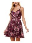 CITY STUDIO Womens Spaghetti Strap Short Party Fit + Flare Dress