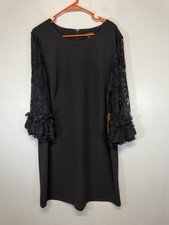 NWT Maree Pour Toi Womens Plus Size 8 3/4 Ruffle-Cuff Sleeves Shift Dress midi