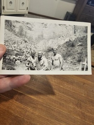 Vintage Photo Snapshot  Handsome Soldiers One Shirtless One Withe Huge Muscle F8
