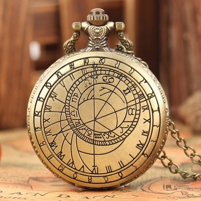Geschnitzte volle Jäger Geometrie Muster Herren Damen Quarz Taschenuhr Halskette Kette