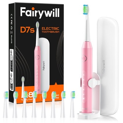 Fairywill Sonic Electric Toothbrush Rechargeable with 8 Brush Heads Timer 5 Mode