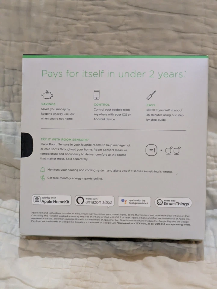 ecobee3 lite Smart Thermostat - Black (EB-STATE3LT-02) - Image 2 of 2