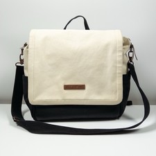 Petunia Pickle Bottom Canvas Messenger Diaper Bag Black Ivory Shoulder Tote